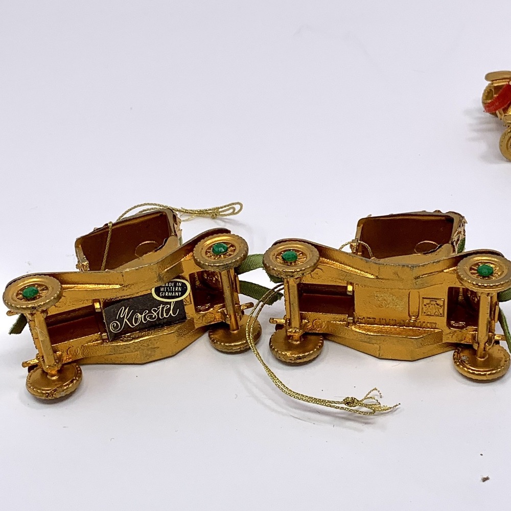 Lot 4 Vintage Koestel Maxwell & Renault Golden Jeweled Car Ornaments W Germany - Picture 6 of 13